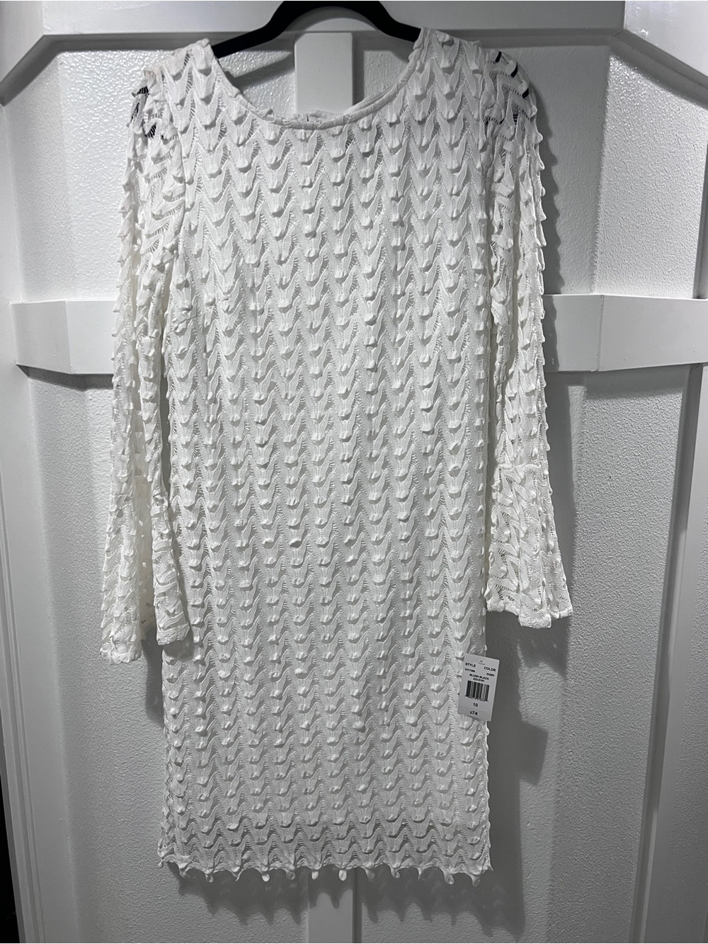 Textured White Long Sleeve Dress - Classic Women's Style